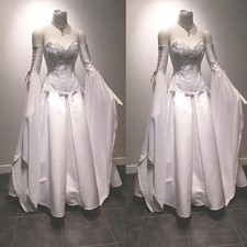 Chiffon Celtic Wedding Dress Strapless Detachable Long Bell Sleeve Bridal Gown Wedding Dress price