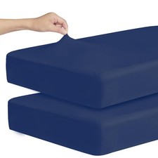 2 PCS Navy Blue Stretchy Fitted Baby Crib Toddler Bed Sheet 52x28 Inch Baby Bed Sheet price