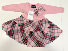 Girls Pink Plaid Holiday Dress Matching Knit Cardigan Sweater Set NWT Girls' Sweater & Cardigan & Knitwear price