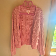 Cat & Jack Girls Pink Cable Knit Open-Front V-Neck Long Sleeve Cardigan S (6/7) Girls' Sweater & Cardigan & Knitwear price