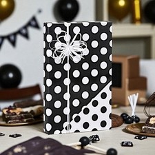 BLACK POLKA DOTS Reversible Print 24" Gift WRAPPING Paper Choose Length Amount Wrapping Paper price