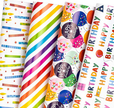 Birthday Wrapping Paper Sheet - 12 Sheets Folded Flat with 12 Gift Tags for Part Wrapping Paper price