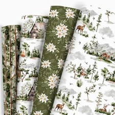 Wrapping Paper 4 Watercolor Holiday Style Gift Wrap Paper Bulk Forest Wrapping Paper price