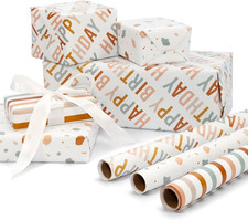 Beautiful Birthday Wrapping Paper - Set of 3 Quality Happy Birthday Paper Rol... Wrapping Paper price