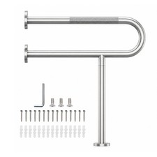 Toilet Grab Bar with Leg, Floor Mounted Knurled 32 inch, Brushed Nickel Bathtub & Toilet Grab Bars price