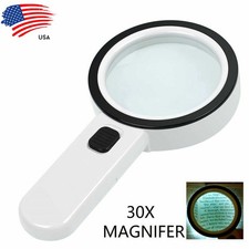 30X With 12 Bright LED Lights Jewelry Bench Tool Extra Large Handheld Magnifier Magnifying Glass price