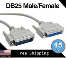 15ft Serial Parallel DB25 Male / Female Cable Straight Through RS232, Beige Serial & Parallel Cable price