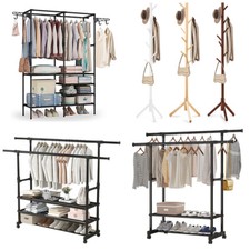 Heavy Duty Clothing Garment Rack Rolling Clothes Organizer Double Rails Hanging Wardrobe & Closet price