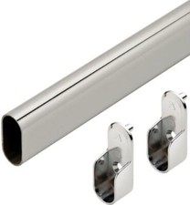 Premium Oval Wardrobe Closet Rod with End Supports - Polished Chrome Wardrobe & Closet price