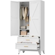 METAL WARDROBE CABINET --PLEASE NOTE THE DOORS IN 2ND PICTURE ARE CORRECT STYLE Wardrobe & Closet price