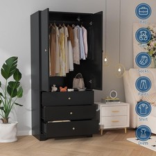 71" Armoire Wardrobe Closet Furniture with 3 Drawers Hanging Rod Cabinet Storage Wardrobe & Closet price