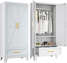71" Metal Armoire Wardrobe Closet With Hanging Rail and Drawer For Home, Bedroom Wardrobe & Closet price