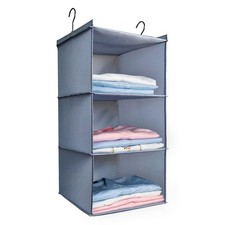 Hanging Closet Organizer 3-Shelf, Oxford Fabric Wardrobe Storage, Gray Wardrobe & Closet price