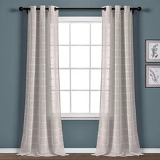 Set of 2 Farmhouse Textured Grommet Sheer Window Curtain Panels - Lush Sheer Curtain price