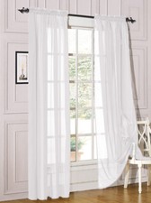 2 Piece Sheer Voile Rod Pocket Window Panel Curtain Drapes Many Sizes & Colors Sheer Curtain price