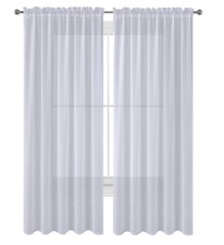 2 Pack Fully Stitched Sheer Window Curtain Panel Drapes 63" 84" 95" 108" 120"L Sheer Curtain price