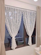 1PC Floral Lace Sheer Curtain Panel Rod Pocket Voile Window Drapes White Sheer Curtain price