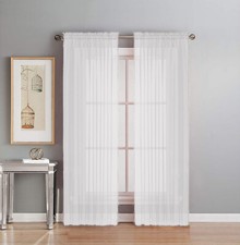 2 Piece Fully Stitched Sheer Voile Window Panel Curtain Drape Set Sheer Curtain price