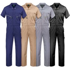 Men's Coverall Short Sleeve Jumpsuit Cotton Blend Zipper Front Pockets Overalls Men's Jumpsuit price