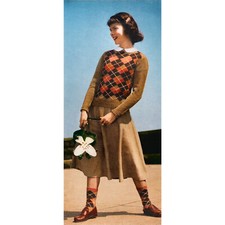 Vtg 1940s Plaid Checked Pattern Women’s Sweater and Socks Set Knitting Pattern Women's Socks Set price