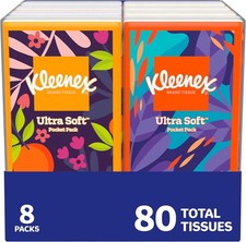 Kleenex 80 Count Travel Tissues, 8 Packs of 10, 3-Ply, Pack May Vary Tissue price