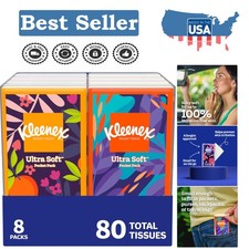 Convenient Travel Pack of Kleenex Facial Tissues, 8 Sets of 10, Ultra Absorbent Tissue price