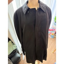 Vintage Black Trench Coat Mens Large Faux Fur Lined Overcoat Rain Jack WPL 1233 Men's Trench Coat price