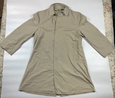 London Fog Trench Coat Mens 42 Beige Formal Vented Back Long Sleeve Button Front Men's Trench Coat price