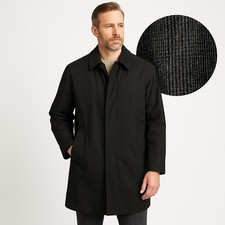 Vintage London Fog Mens 42R Black Maincoat Rain Trench Jacket Lined USA Made Men's Trench Coat price