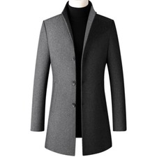 Men Trench Coat Overcoat Woolen Blend Single Breasted Jacket Casual Business Men's Trench Coat price