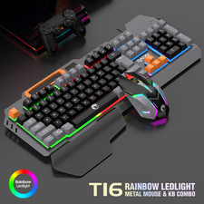 New Wired Gaming Keyboard Mouse Combo with Wrist Rest RGB LED Backlit Gaming Set Keyboard - Mouse price