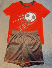 Jumping Beans Boys 2T 2pc Orange Soccer Graphic Tee & Black Shorts Set SS Boys' Clothing Set price