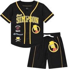 Boys Bart Simpson Baseball Jersey Shirt and Shorts Clothing Set- Little and... Boys' Clothing Set price