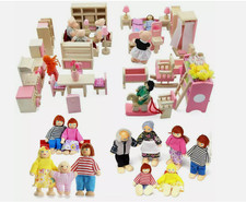 1/12 Wooden Dolls House Furniture Lot Bundle Bedroom Kitchen Bathroom Set Gifts Electric Kitchen Appliances Dowry Sets price