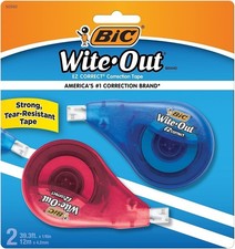 BIC Wite-Out Brand EZ Correct Correction Tape, 39.3 Feet, 2-Count Pack of white Correction Tape price