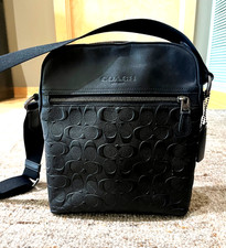 Coach Houston 4009 Flight Bag Black Signature Leather Crossbody Mens/Unisex Unisex Messenger Bag price