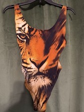 SKIMS x  ROBERTO CAVALLI TIGER SCOOP NECK ONE PIECE SWIMSUIT SIZE SMALL EUC Modest Swimwear price