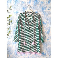 J.Crew Green Pink Geometric Tassel Cover-Up Tunic Beach Resort Swim Womens S Modest Swimwear price