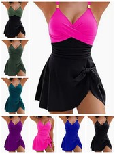 Women One Piece Swimdress Tummy Control Ruched Swimwear US Modest Swimwear price