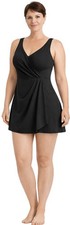 Women One Piece Swim Dress Skirted Swimsuit, Swimwear Modest Bathing Suit, Black Modest Swimwear price