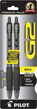 Pilot G2 Premium Retractable Gel Pens – Bold Point 1.0mm, Black Ink, 2-Pack Erasable Pen price