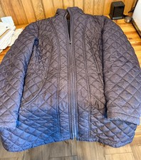 LIZ CAIRORNE WOMANS HOODED WEATHERPROOF GRAY LARGE OUTERWARE COAT Women's Raincoat price