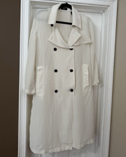 Theory Terken Women’s White Double-Breasted Long Trench Coat Petite P Women's Raincoat price