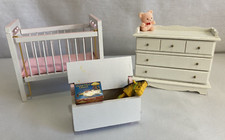 Vintage Wooden Dollhouse Baby Room Nursery Furniture 1:12 Scale Crib Dresser Baby Room Dresser price