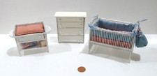MC CURLY DOLLHOUSE MINIATURE BABY ROOM FURNITURE WICKER CRIB, DRESSER & CHG. TBL Baby Room Dresser price