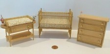 MC CURLY DOLLHOUSE MINIATURE WICKER BABY ROOM FURNITURE 3 PIECE CRIB, DRESSER... Baby Room Dresser price
