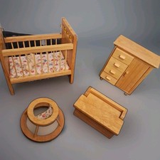 4 Piece Baby Room  Wood Dollhouse Furniture Crib. Dresser Toy Chest, Walker 103 Baby Room Dresser price