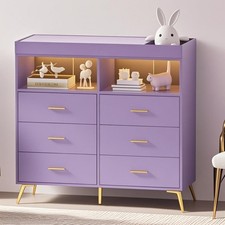 Baby Dresser with Changing Station 6-Drawer Nursery Dresser w/ LED & USB Ports Baby Room Dresser price