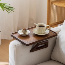 Sofa Arm Tray Table, Foldable Clip-on Side Table, Wide Couch Cup Holder (Brown) Sofa Side Table price