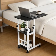 Height Adjustable C Table on Wheels with Storage Shelves Sofa End Table Sofa Side Table price